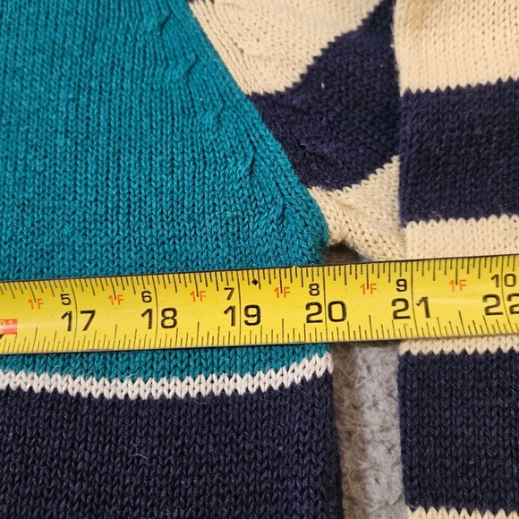 Vintage Izod Lacoste Sweater Men's XL Linen Cotton Multicolor Block Striped 70's - Picture 5 of 6
